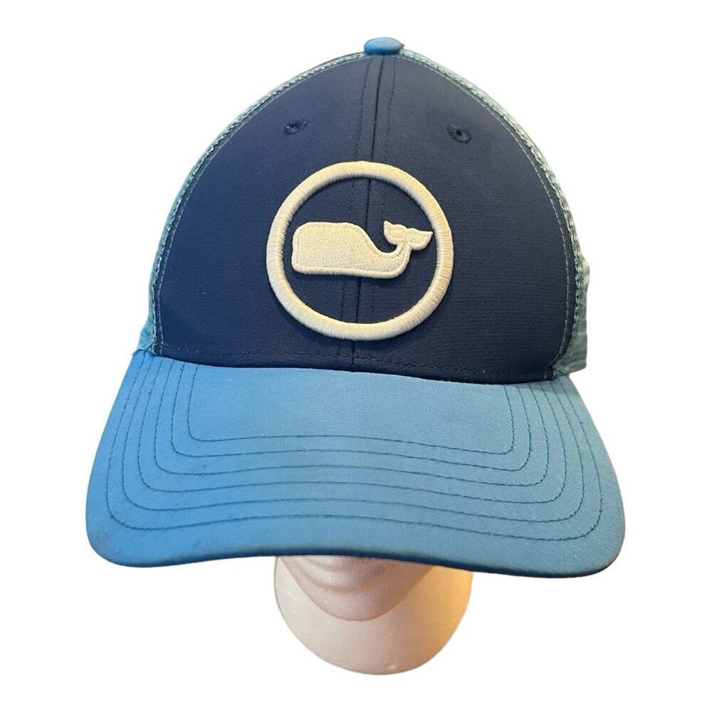 Vineyard Vines Blue Snapback Trucker Hat Cap with Mesh and Large Whale Logo​​​